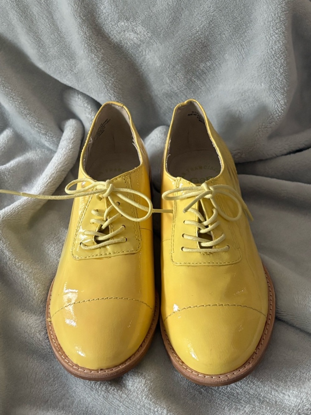 GAP Yellow Patent Lace-Up Oxfords
